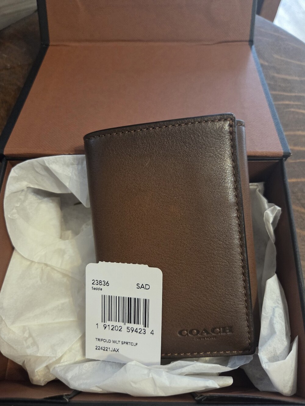 Coach Trifold Men's Wallet - Saddle Brown (23836) - NWT